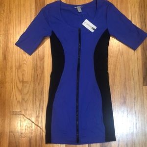 Blue and black body con dress